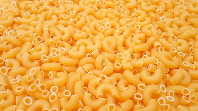 Elbow Macaroni Pasta Rotating Background, Uncooked Elbow Macaroni Pasta Ingredient, Food Background