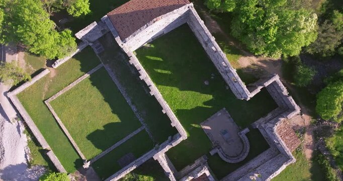 Aerial view of Fulfinum (Mirine) ruins on Krk Island, Croatia
