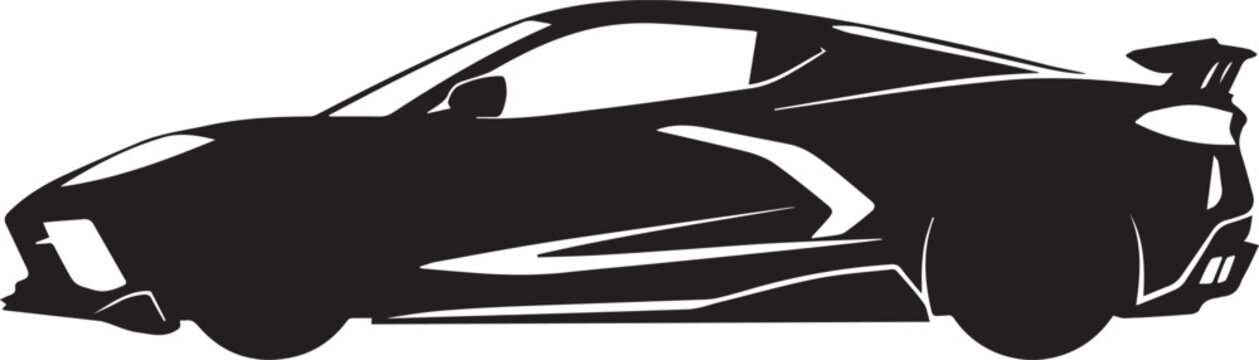 1000hp Electric Hyper EV Silhouettes Future Supercar Vector