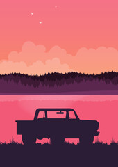 Off road car isolated on color background.