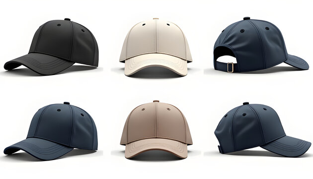 Blank Snapback Hat Template Collection with Multiple Angles for Streetwear Merchandising Design