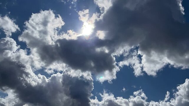 大空と雲と太陽　タイムラプス
