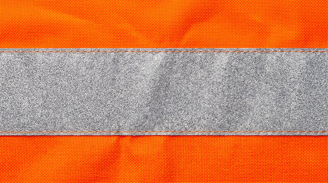 Orange High-Vis Retroreflective Fabric with Silver Glass-Bead Reflective Bands