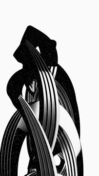 Abstract Black and White Sculpture Sculpture Black And White Art Design Curves Lines Geometric. Concept featuring sculpture, black and white, art, design, curves for professional commercial design.