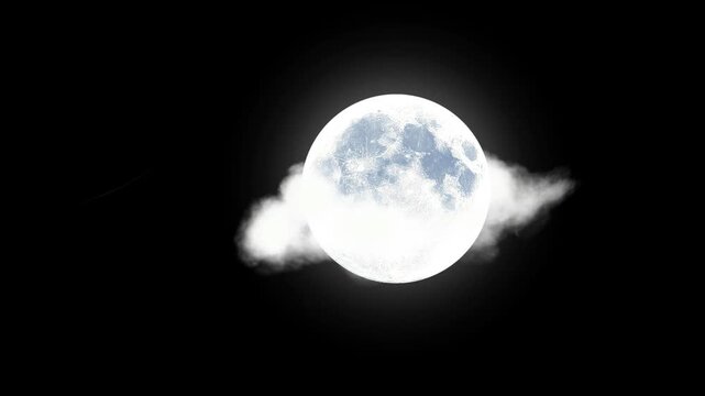 Full Moon Night Sky with Clouds