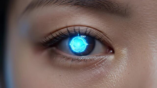 Human eye with futuristic digital overlay representing smart infrastructure and connectivity