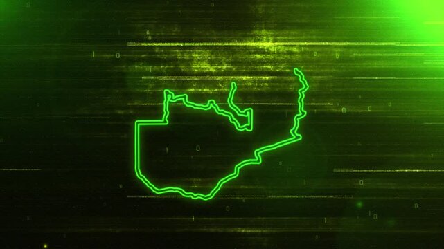 4K Resolution, Zambia Country Digital Futuristic Glitch Map, Futuristic AI Zambia Map Opener Suitable for Politics, Elections, News and Sports Events
