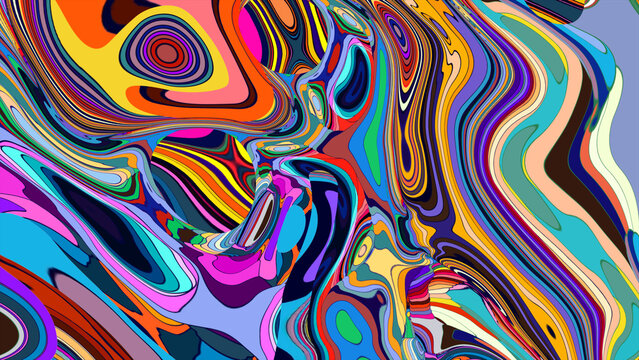 Vibrant Abstract Colorful Swirl Pattern in Psychedelic Style