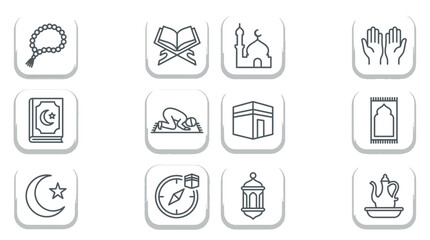 Fototapeta premium Islamic symbols and icons depicting religious practices and cultural elements