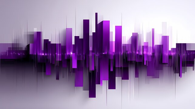 Abstract futuristic purple digital equalizer sound wave visualization bar graph data representation technology background for music and finance