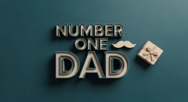 number one dad award gift box with bow on teal background for father's day celebration