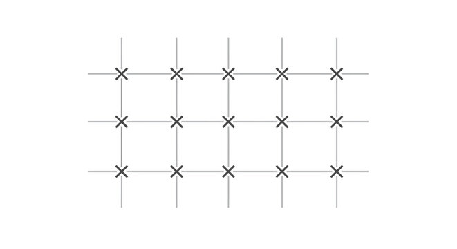 Minimalist grid pattern with crosses at intersections on white background, abstract geometric design