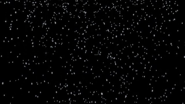 Animation with falling snowflakes and shimmering bokeh particles. Snowing loop, 50 FPS, ProRes with alpha channel (transparent background).