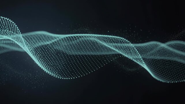 Mesmerizing flow of glowing particles creating dynamic undulating wave patterns in vibrant motion