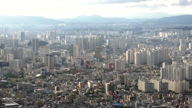 Cityscape viewed from a high vantage point