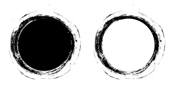 Grunge Circular Brush Stroke Shapes. 