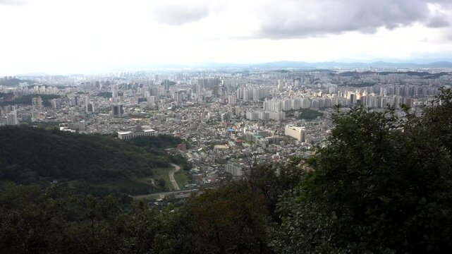 Cityscape viewed from a high vantage point