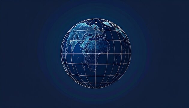 digital globe with grid overlay on dark blue space background for global connectivity concept