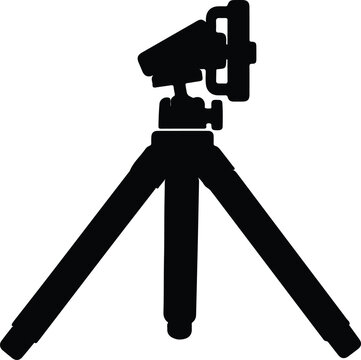 Silhouette tripod with phone holder for photography vector design