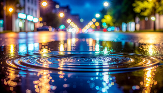 夜の街灯が揺らぐ雨の水たまり1.jpg