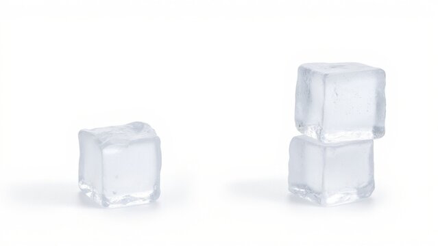 Three identical blocks of chilled, frozen water cubes. Ideal for keeping drinks cold and refreshing.