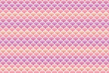 Mermaid marine backdrop with gradient. Pink fish scale background. Reptile skin texture. Cute seamless pattern. Vector illustration. Retro sea wrapping paper. © Iryna