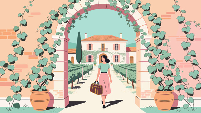 A charming illustration of a trailing string of pearls plant in a terracotta pot against a brick wall. Perfect for botanical-themed content, wellness 