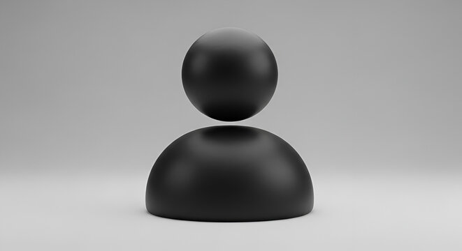 Abstract Black Silhouette of a Person Icon Floating.