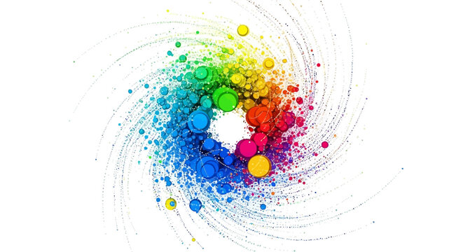 Colorful paint splashes in motion.
