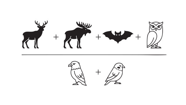 Animal silhouettes illustrate conceptual math problem.