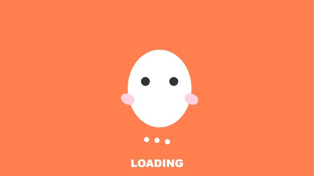 Animated loading screen with cute white character on orange background