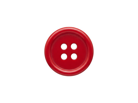 Isolated red four hole sewing button