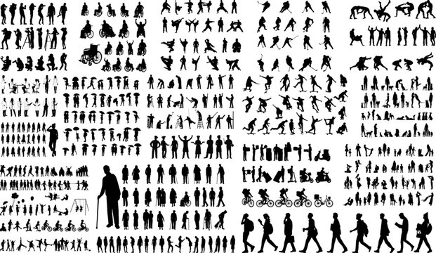 People silhouettes, collection, set, vector