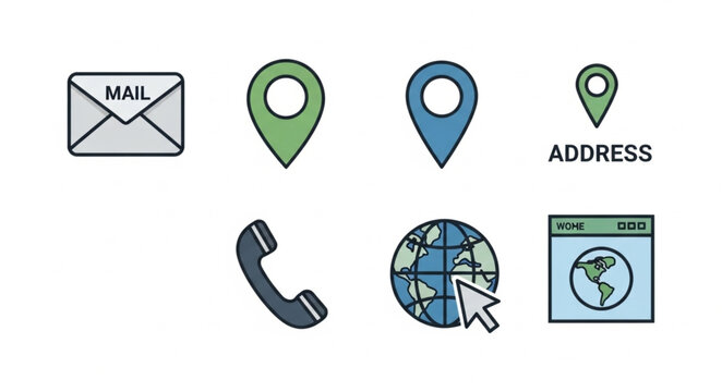 Collection of web and communication icons.