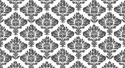Fototapeta premium Seamless floral damask ornament with elegant curves and balanced composition