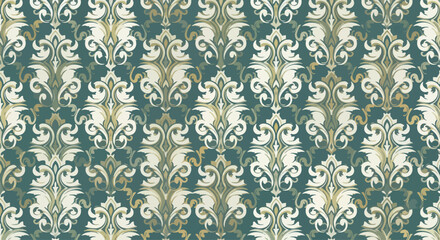 Obraz premium Stylish baroque damask design with elegant flowers and decorative scrollwork