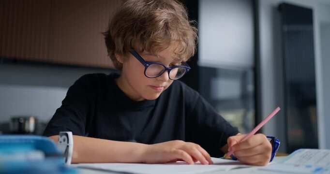 Student Drawing Attentively. Concentrated Student Working Carefully On Detailed Notebook Sketches