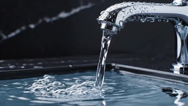 Water flowing from a faucet ideal for travel vlogs and eco-friendly campaigns
