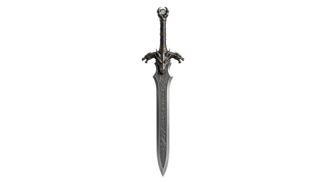 Ornate medieval dragon sword with engraved runes