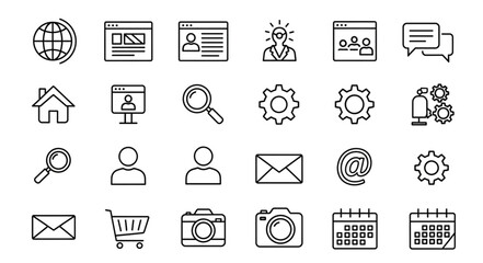 Collection of business and technology icons. © Manto