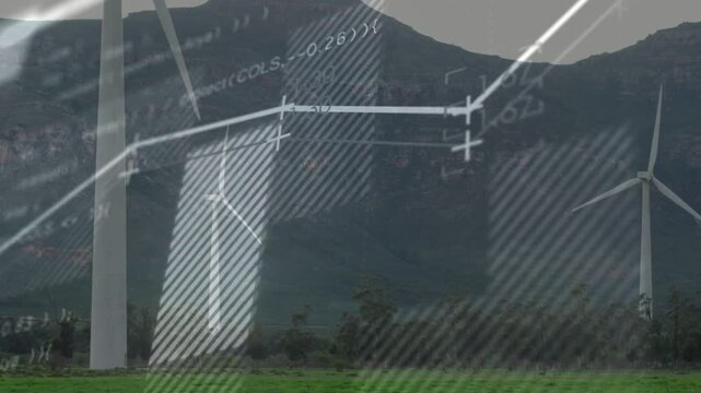On play data overlays appearing over turbines, forming line chart showing output trends