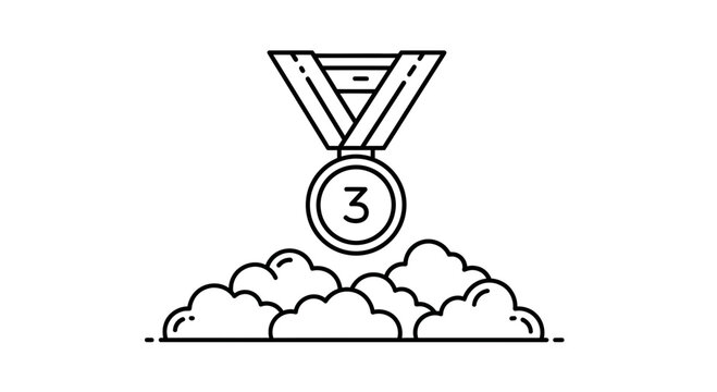 Bronze Medal on Clouds, Third Place Award, Victory and Achievement Concept