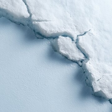 Ice texture cracking with sharp lines, cold and fragility concept