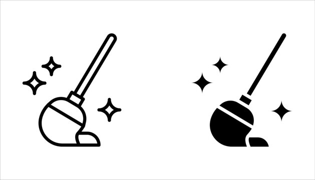 mop icon set. Cleaning symbol on white background