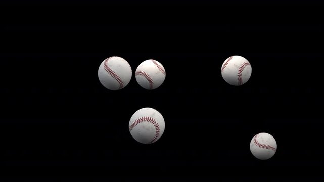 Baseball balls fountain &ndash; 3d render with alpha channel.