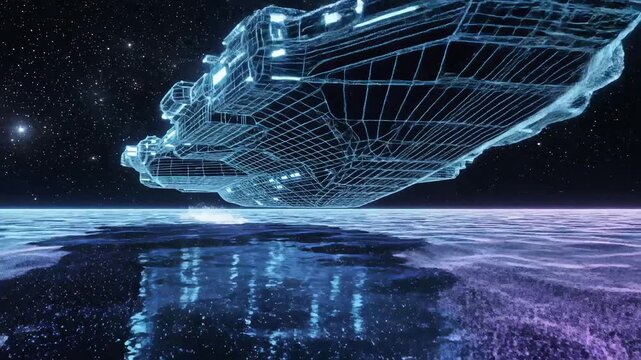 Futuristic spaceship in space highlighting environmental conservation and serenity
