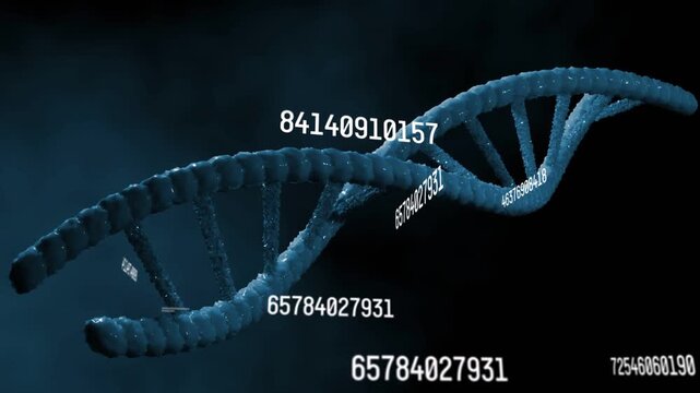 At start blue helix centering waving rotating while cam panning numeric labels rising showing data