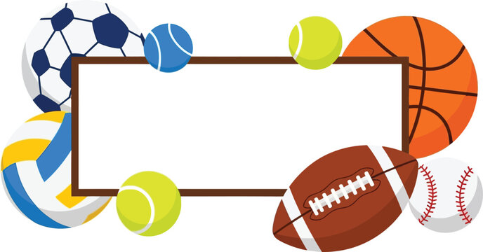 Colorful sports balls frame isolated on transparent background perfect for sports themed designs and presentations
