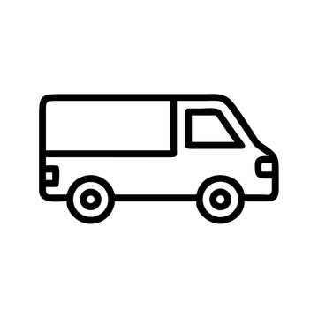 Minimalist delivery van icon with black outline Vector