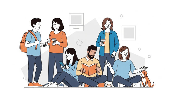 Group of young adults socializing together.